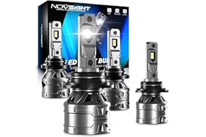 NOVSIGHT 9005 9006 Light Bulbs Combo Upgraded, 26000LM Super Bright Bulbs, 9005/HB3 And 9006/HB4 Fog Light Bulb IP68 Waterproof, Plug and Play with Fan, 6500K White, Pack of 4