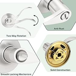 GOBEKOR 3 Pack Satin Nickel Privacy Door Handles