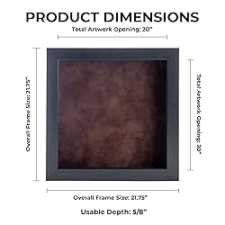 20x20 Shadow Box Frame Charcoal Gray Wood | with a