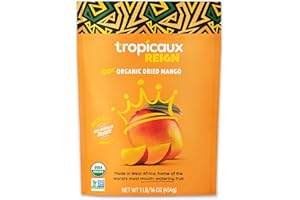 Organic Dried Mango Slices, No Sugar Added, 16oz - All-Natural, Non-GMO, Mouth-Watering Dried Mangoes - Preservative-Free, Nutritious & Delicious Snack for Kids and Adults by Tropicaux Reign