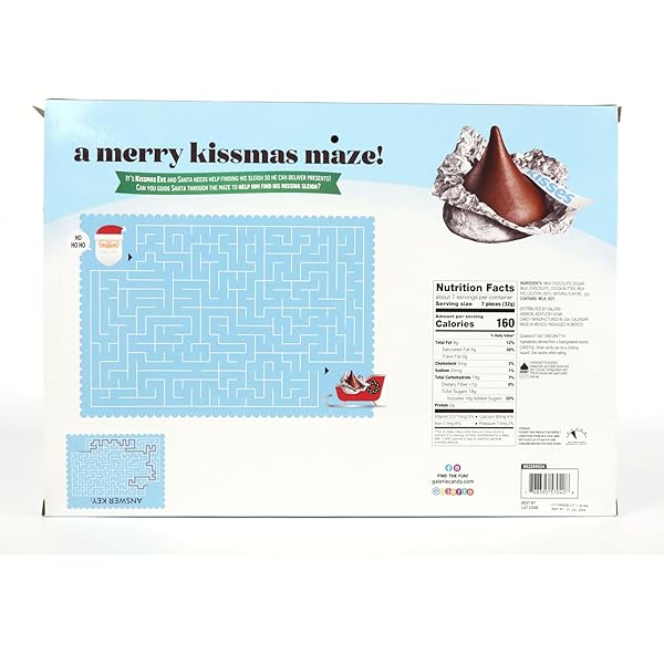 HERSHEY KISSES CHOCOLATE ADVENT CALENDAR, 2024 COUNTDOWN TO CHRISTMAS WITH 48 PIECES OF INDIVIDUALLY WRAPPED CANDY, 24 DAYS, 7.6 OUNCES