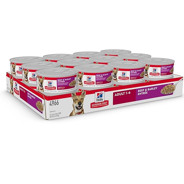 HILL’S SCIENCE DIET ADULT 1-6, ADULT 1-6 PREMIUM NUTRITION, WET DOG FOOD, BEEF & BARLEY LOAF, 5.8 OZ CAN, CASE OF 24