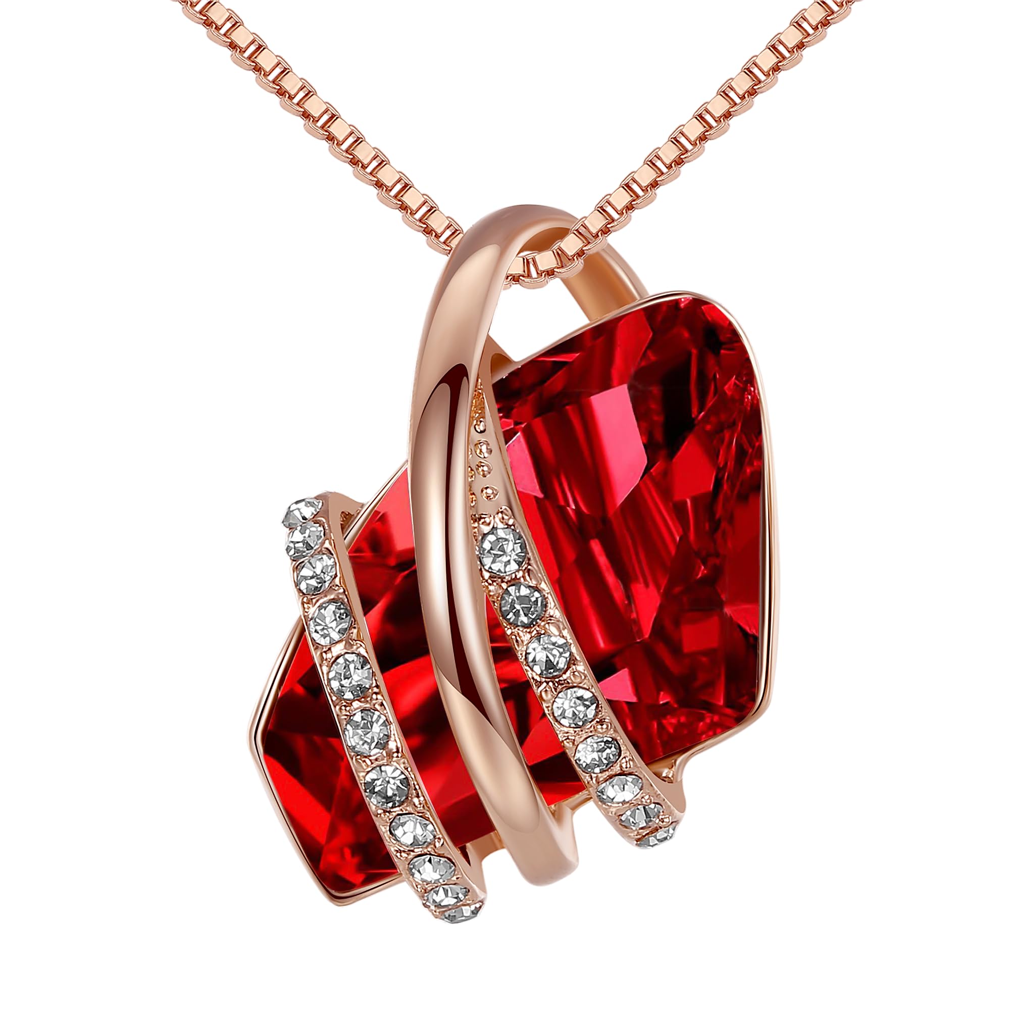 Leafael Valentine's Day Gift Necklace for Women, Wishing Stone Birthstone Crystal Pendant, Allergy-Free Jewellery with Gift Box, Silver-Tone or Rose Gold, For Valentine's Day — image 1