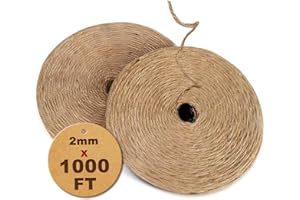 PerkDecor 1000FT Natural Jute Twine String Bulk Hemp Rope Cord for Crafts Gardening Gift Wrapping Wedding Décor Packing Material Burlap Ribbon Christmas Knitting Macrame Decoration (Brown 2mm* 1000ft)