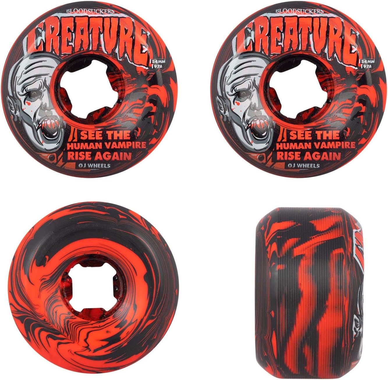 OJ III Skateboard Wheels Bloodsuckers 97A Red/Black Swirl