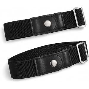 Qixiang CB 2 Pack No Buckle Belts for Men and Women, Adjustable Elastic Belt for Jeans and Pants, Buckle Free Invisible Side
