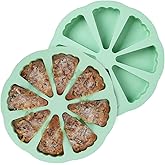QELEG Silicone Scone Pan, 2 Pack 8-Cavity Triangle, Green | Triangle cake pan for pizza slices, brownies, muffins, cheesecake, pastry, cornbread, nonstick