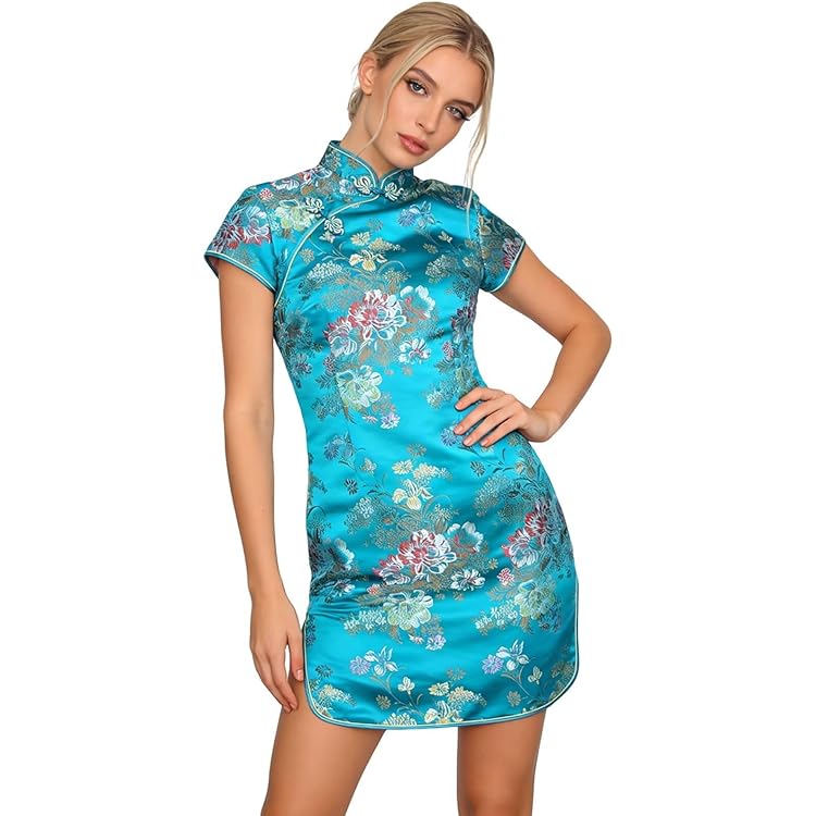 Amazon.com: Women's Modern Cheongsam Tie-Dyed Floral Mini Dress Mandarin Collar Short Sleeve Chinese Dress (Dark Grey, L): Clothing, Shoes & Jewelry Amazon.com: Women's Modern Cheongsam Tie-Dyed Floral Mini Dress Mandarin Collar Short Sleeve Chinese Dress (Dark Grey, L): Clothing, Shoes & Jewelry
