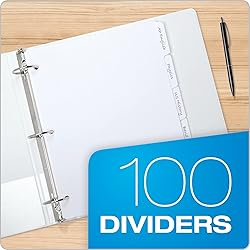 Oxford Blank Write On Binder Dividers, 1/5 Cut