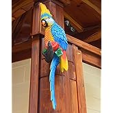 Statue Bird,Garden Decorations Bird Figurine,Resin Bird,Bird Statue Real Parrot Figurine,Flapping Macaw Bird Tropical Decor Wall Sculpture, Polyresin, Full Color