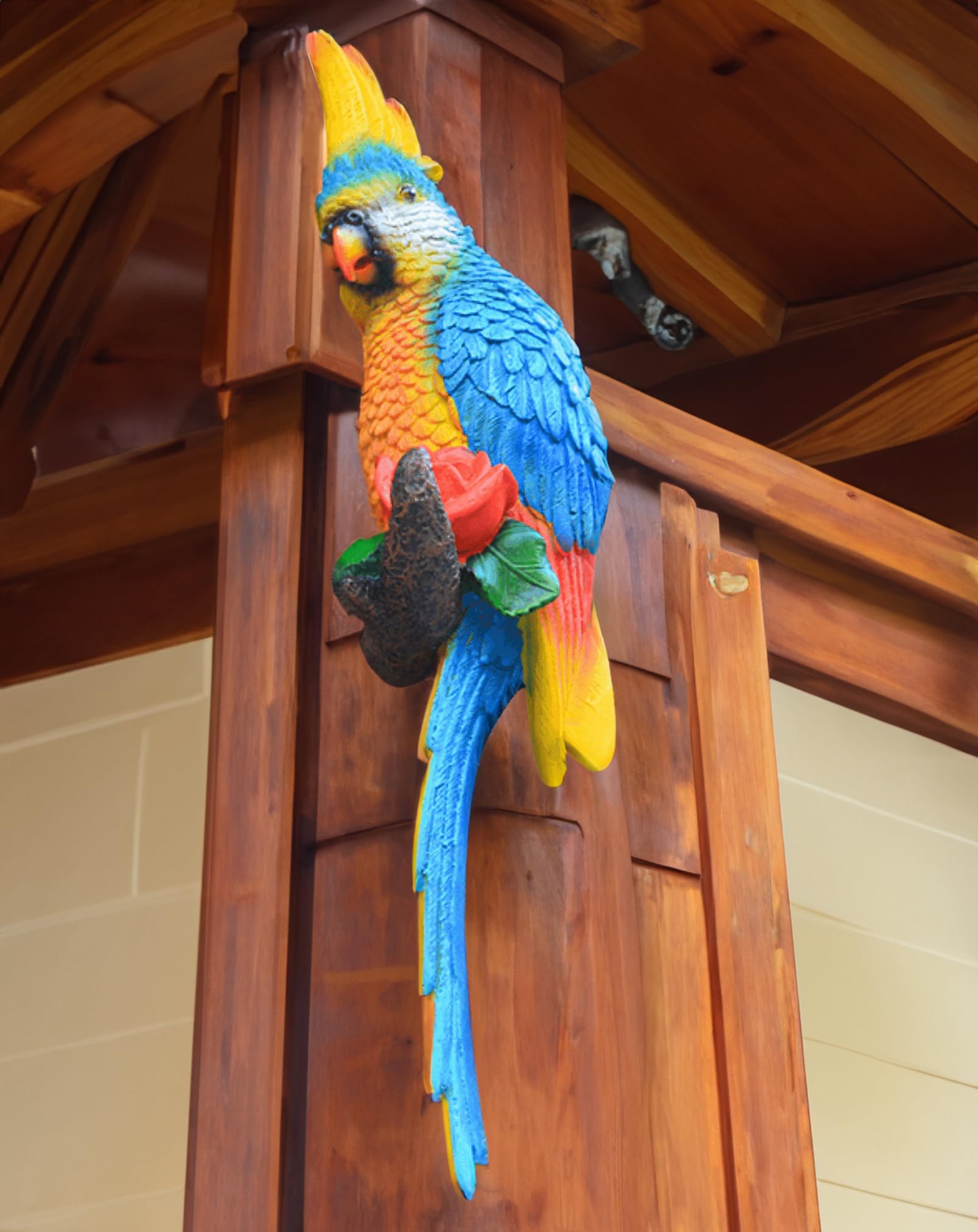 Photo 1 of Statue Bird,Garden Decorations Bird Figurine,Resin Bird,Bird Statue Real Parrot Figurine,Flapping Macaw Bird Tropical Decor Wall Sculpture, Polyresin, Full Color