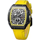 OLEVS Men Black Watch Big Face Dress Casual Original Waterproof Watch for Men Chronograph Silicon Band Men Wrist Analog Watch Unique Bussiness Adjustable Quartz Nice Watch Men Relojes para Hombres