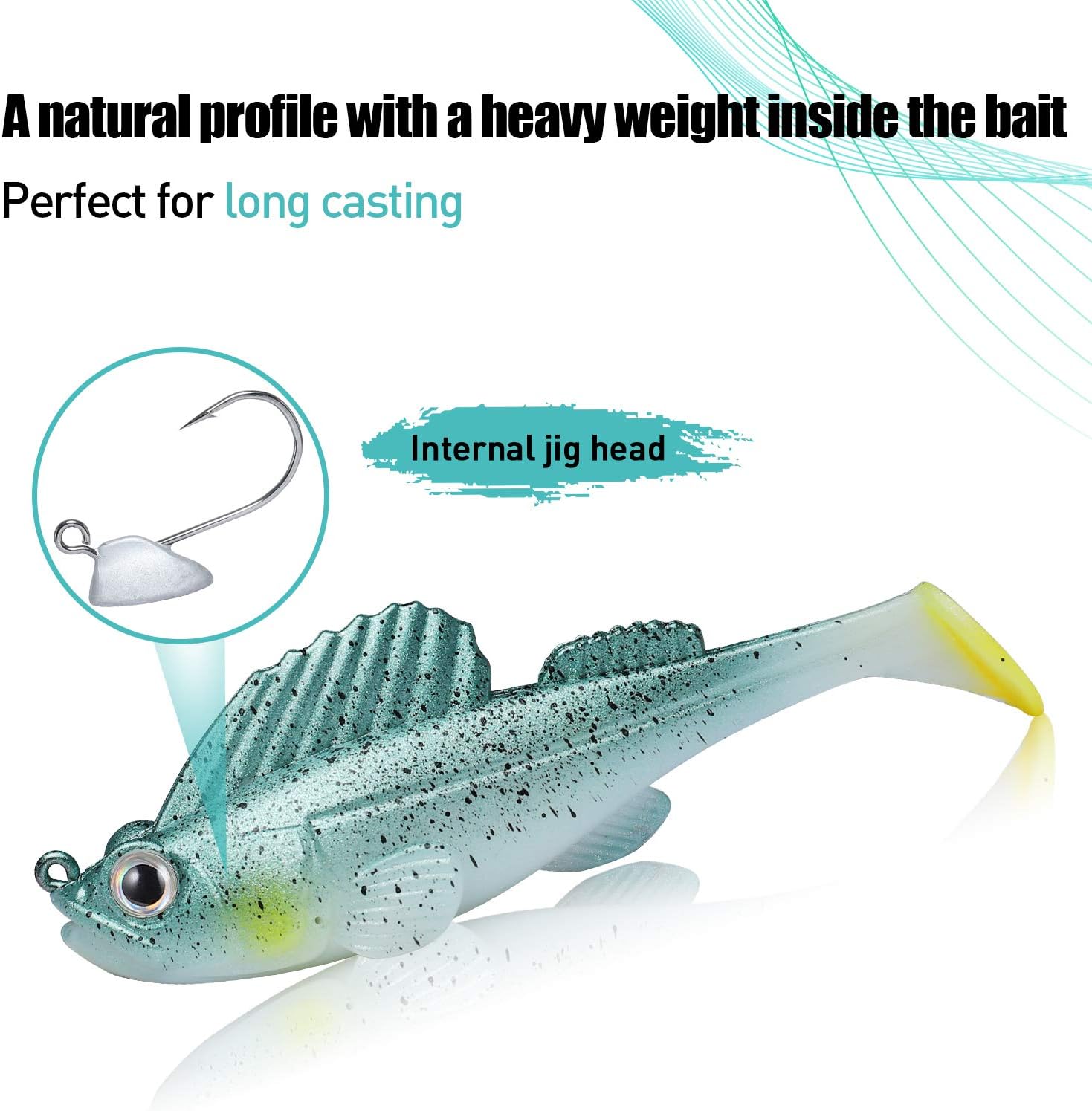 TRUSCEND Fishing Lures for Bass Trout Jighead Lures Paddle Tail Swimbaits Soft Fishing Baits Freshwater Saltwater Jigging Bass Fishing Lures : Sports & Outdoors