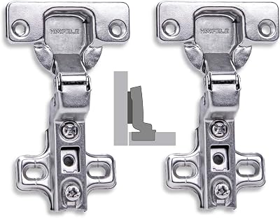 Hafele 110 Degree Inset Hinge Pack of 2 with Slide On Arms Nickel Finish