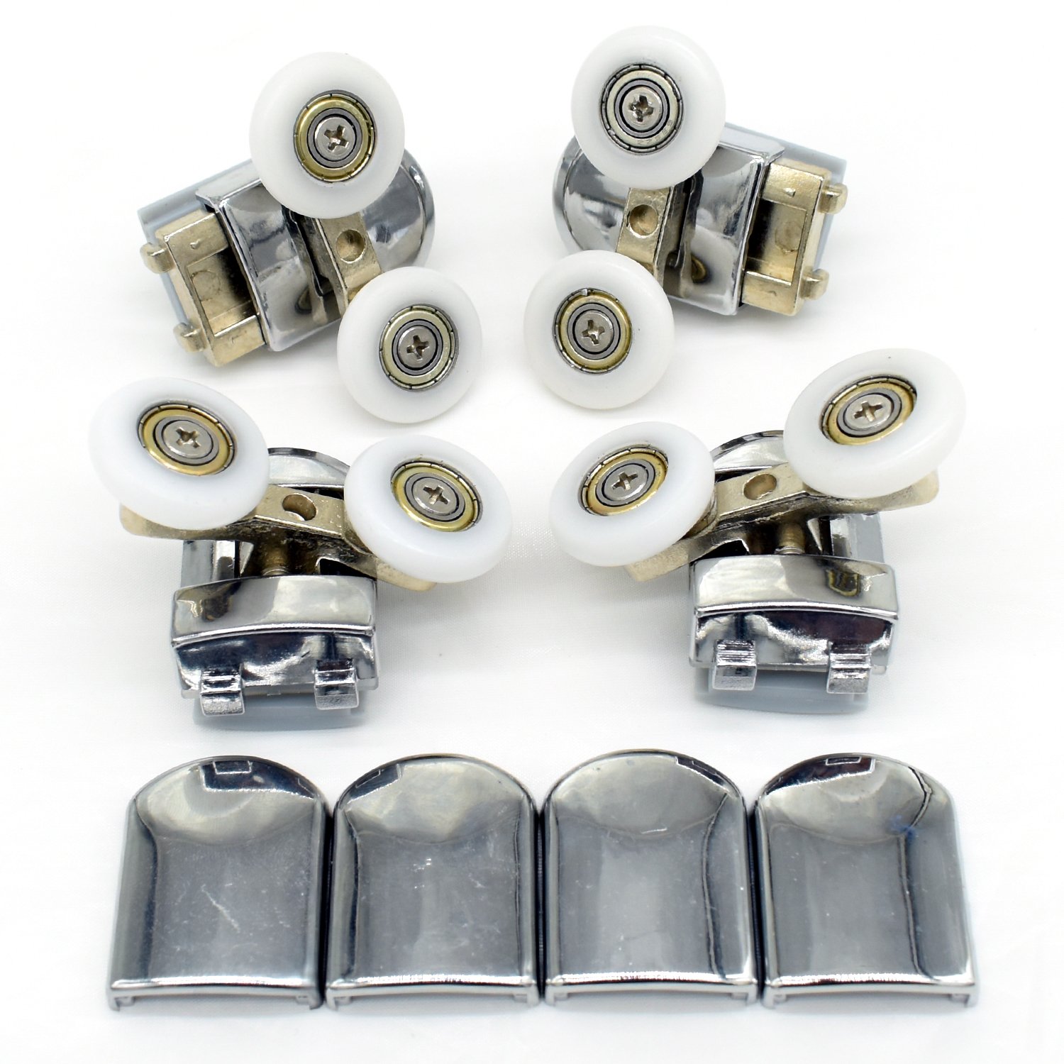 Set of 4 Twin Shower Door Rollers Runners Wheels Pulleys 23mm Wheel Diameter Top Bottom Bathroom Replacement Parts