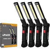 NODINIHU Working Light Portable, Rechargeable Work Lights with Magnetic Base Hanging Hook,360° Rotate 5 Modes,COB LED 800 Lumens Foldable Inspection Light for Car Repair, Grill and Outdoor Use(4pack)