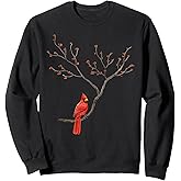 Red Cardinal Bird Lovers Birdwatching Birding Vintage Sweatshirt,Long Sleeve