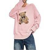 GORGLITTER Women's Teddy Bear Sweater Long Sleeve Cute Crew Neck Chunky Cozy Fall Trendy 2025 Knit Pullover Tops