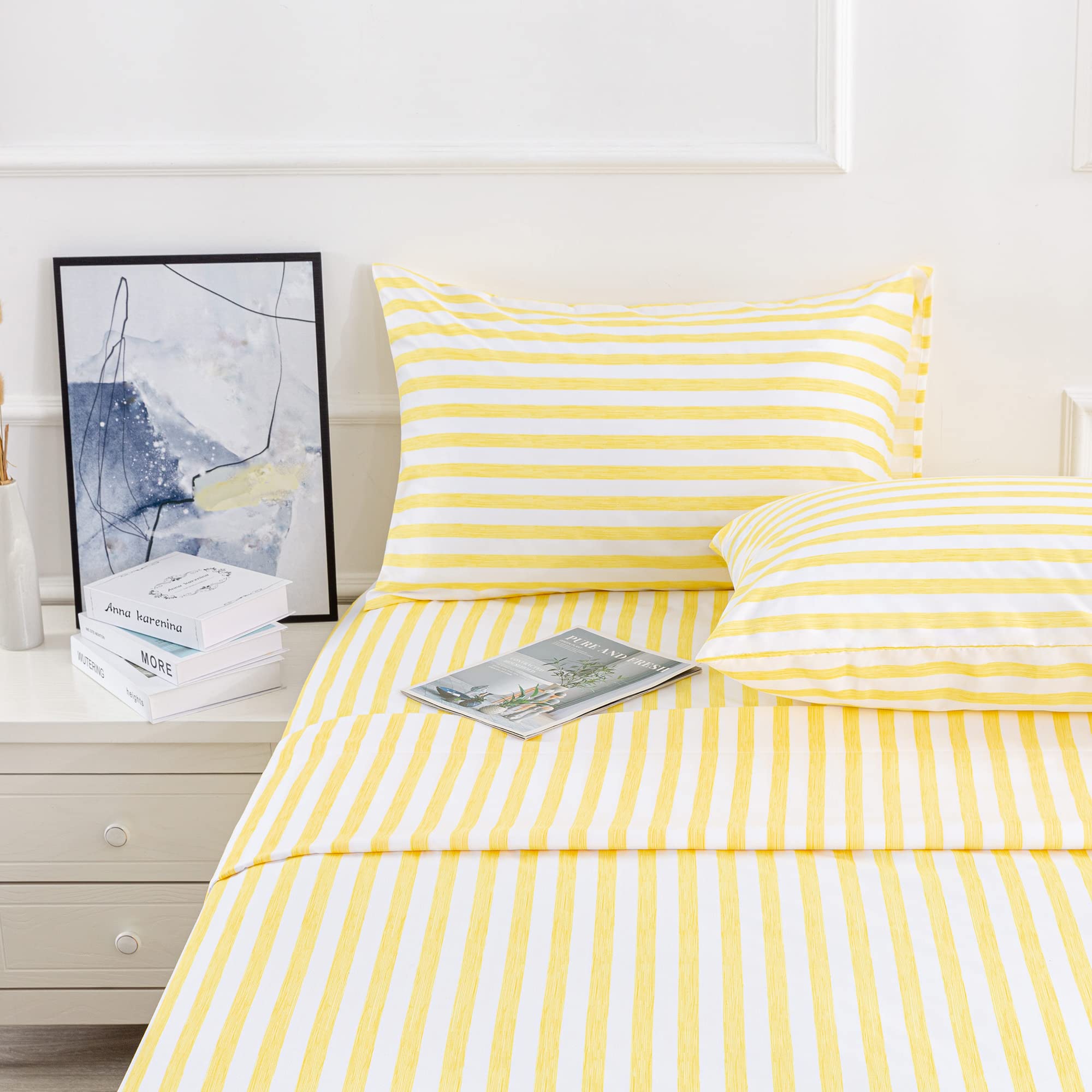 Best Season 4 Piece Stripe Microfiber Stripe Sheet