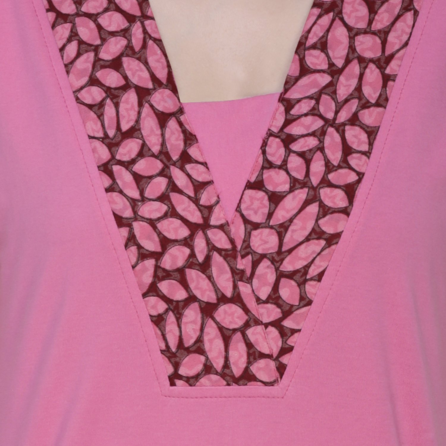 claura floral leaf print pink cotton night suit pyjama set