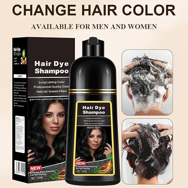 LUXECOLORS HAIR DYE SHAMPOO FOR GRAY COVERAGE 3 IN 1 HAIR COLOR SHAMPOO NATURAL 16.9 FL OZ FOR WOMEN & MEN (LIGHT BROWN)