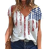 American Flag Shirt for Women 4th of July Patriotic Shirt Stars Stripes Tshirt Graphic Short Sleeve Top Tees