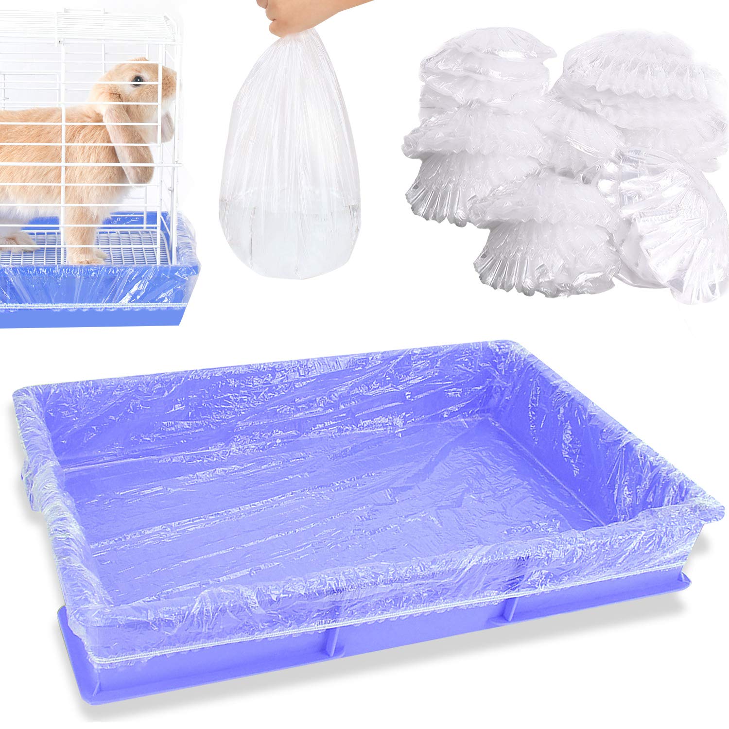 Photo 1 of (used) upcessory 50 pcs Disposable Cage Liners, Clear Plastic Rabbit Cage Liner Bag, Universal Toilet Film for Bunny, Hamster, Totoro