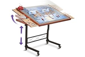 JoyBerri Jigsaw Puzzle Table/Rolling Desk - 1500 Piece Puzzle Board/Portable Jigsaw Tables with Drawers and Legs - Height Adjustable for Adults and Kids