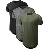 Comdecevis Mens 2 Pack Cotton Crewneck T-Shirts Hipster Hip Hop Longline Tees Shirts