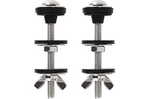 2 MULE TEAM 2PCS Universal Toilet Seat Screws Replacement Kit, Heavy Duty Toilet Tank Bolts and Rubber Gaskets, Waterproof Stainless Steel Toilet Seat Screws and Rubber Washers Gaskets with Extra Long Nut