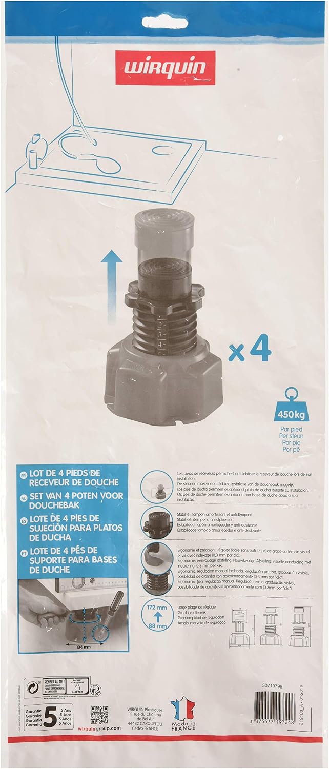 Wirquin 30719799 Set 4?Feet for Shower Tray Black, Lot de 4 - Image 3