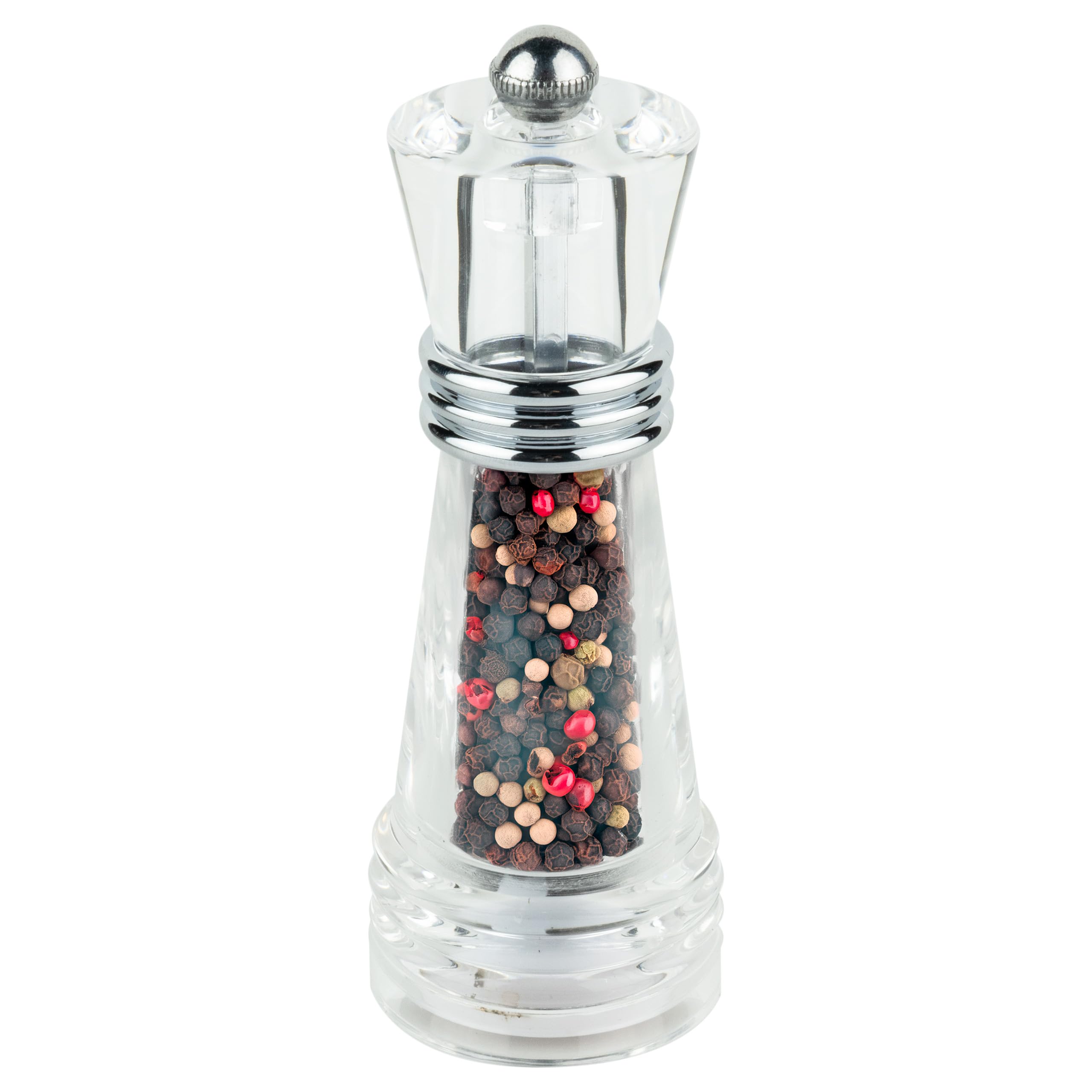 Grunwerg Krystal Acrylic ‘Lighthouse’ Single Pepper Mill, Gift Boxed, 14.5cm, Silver Gray
