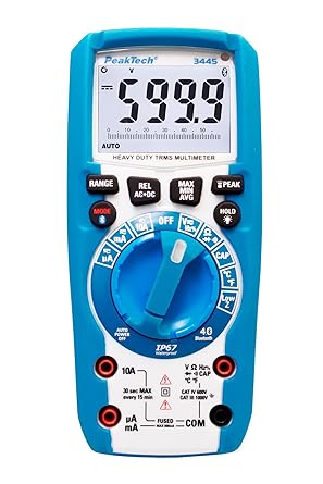 PeakTech 3445 - True RMS Digital Multimeter mit 4.0 Bluetooth, Wasserdicht (IP67), 6000 Counts, Robustes Gehäuse, Handmultime