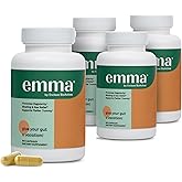 Emma Gut Health - 4 Pack - Gas and Bloating Relief, Constipation, Leaky Gut Repair - Gut Cleanse & Restore Digestion - Regulate Bowel Movement. Probiotics and Laxative Alternative, 240 Capsules