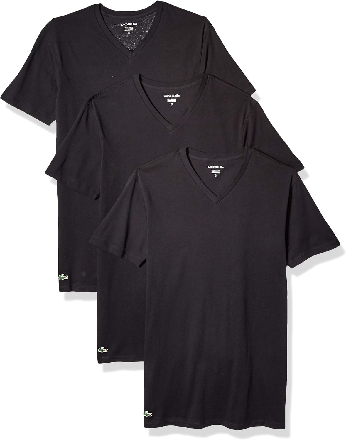Lacoste Men's 100% Cotton V-Neck T-Shirt, 3 Pack at  Men’s Clothing store