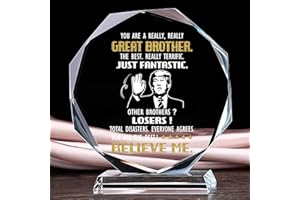 MAMAGIFTREE Octagonal Glass Award Plaque - The Ultimate Brother Gift from Sister - Funny Birthday Gifts for Brother - Celebrate Your Big Brother in Style!