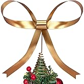 Yhthoha Large Metal Bow Christmas Tree Topper,9.4 Inch Champagne Gold Tree Topper,Champagne Gold Bow Christmas Tree Decorations for Xmas Home Decor Holiday Party Indoor Outdoor Shop Office