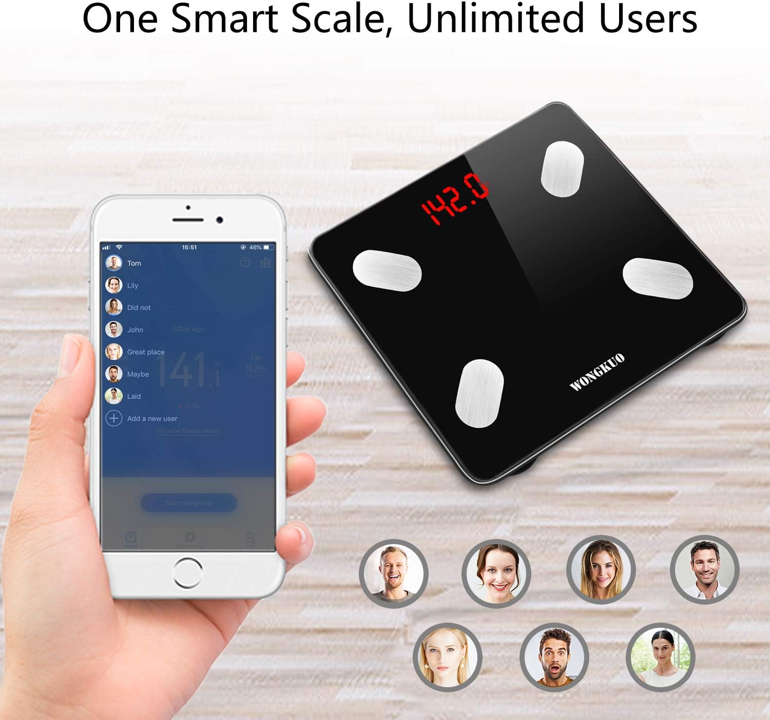 Bluetooth Smart Body Fat Scale WONGKUO 24 Key Body Composition Monitor Wireless Digital Bathroom Weight Scale Health Analyzer Free iOS and Android APP,Sync Data with Apple Health,Google Fit or Fitbit: Health & Personal Care