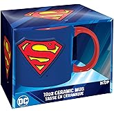 ICUP Superman Ceramic Mug, 18 oz DC Comics Coffee Cup with Logo Design for Fans, Collectors, Adults &amp; Kids, Officially Licensed Gift Ready Drinkware