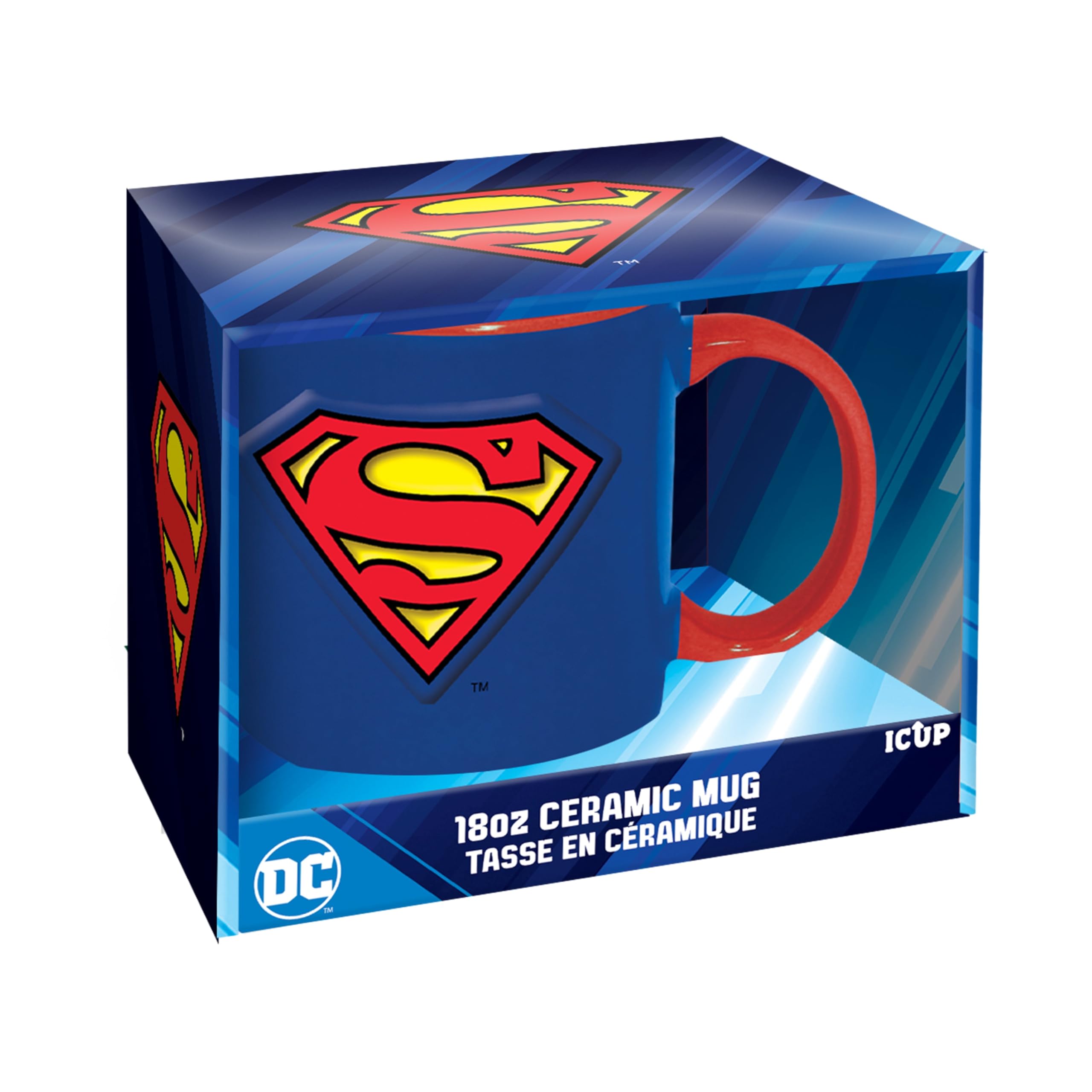 Photo 1 of ICUP DC Comics Superman Logo 18oz Embossed Ceramic Mug - Officially Licensed Superman Merchandise & Collectibles