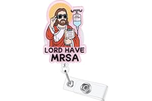 LINAYOHA Lord Have MRSA Funny Nurse Badge Reel, Cute Retractable ID Medical Badge Holder, Name Tag Pediatric Work Badge Buddy, Nurse Gift for RN LPN CNA MA BSN Nursing Student Teacher Doctor Healthcare Workers