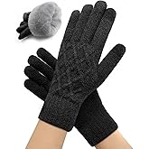 JYUYNY Winter Gloves for Women Men – Warm Touchscreen Knit, Thermal Wool Lining Cold Weather Gloves for Driving Texting