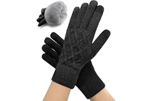 JYUYNY Winter Gloves for Women Men – Warm Touchscreen Knit, Thermal Wool Lining Cold Weather Gloves for Driving Texting