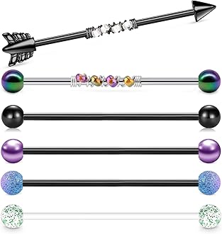 Industrial Piercing Jewelry Industrial Piercing Industrial Earrings for Women Men 14g Industrial Barbell Surgical Stainless Steel Scaffold Industrial Bar Piercing Iindustrial Bar