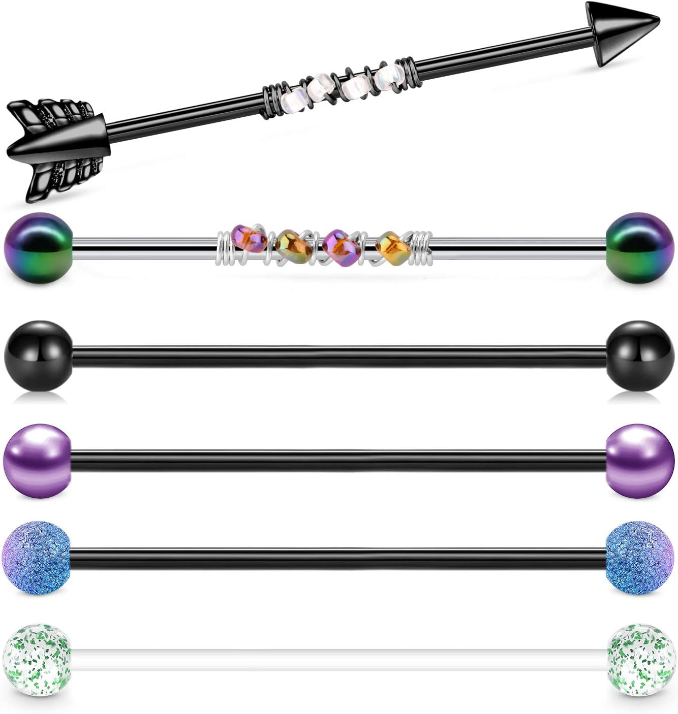 Industrial Piercing Jewelry Industrial Piercing Industrial Earrings for Women Men 14g Industrial Barbell Surgical Stainless Steel Scaffold Industrial Bar Piercing Iindustrial Bar