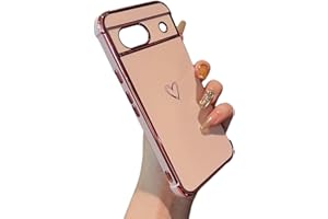 ZTOFERA Designed for Google Pixel 8A Case,Cute Plating Edge Love Hearts Pattern with Camera Lens Protection Phone Cover for G