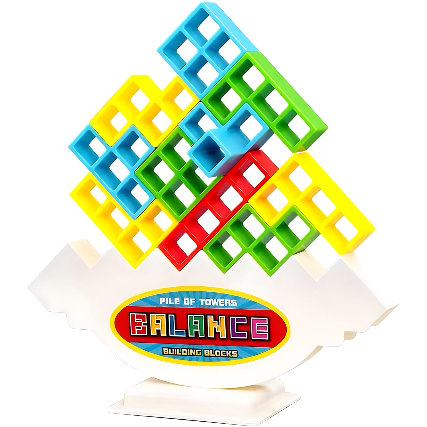 Deyaah 48Pcs Tetra Tower Balance Game, Stacking Blocks Games, Balancing Swing Stacking Fun Toys Building Blocks for Family Games,Travel, Parties,Team Building Blocks Toy