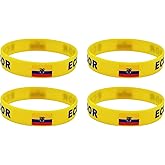 LLBFHH 4 Pcs Ecuador Ecuadorian Country Flag Rubber Bracelets, National Flag Silicone Bracelet, Rubber Wristbands Patriotic Decorations Gift