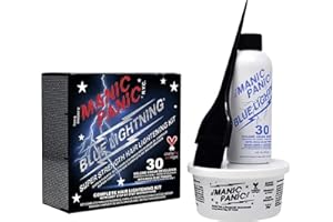 MANIC PANIC Blue Lightning Hair Bleach Kit - 30 Volume Developer + Bleach Powder Hair Lightener Lifts up to Five Levels And Eliminates Orange Tones - Vegan And Cruelty Free