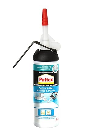Pattex PKSDT Dusche&Bad Silikon Spender, einfache Anwendung ohne Kartusche, Transparent